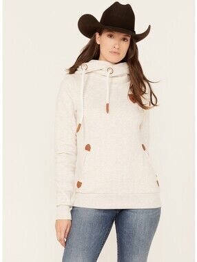 Wanakome Cream Cowl Neck Pullover with Leather Accents